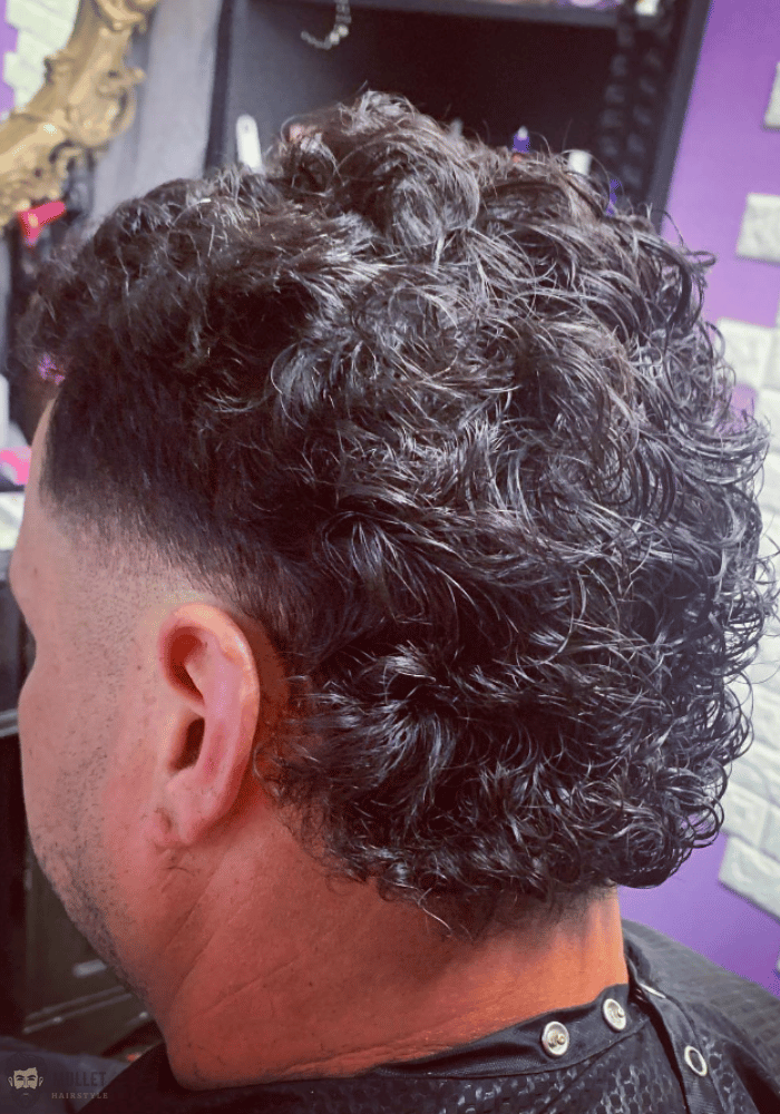 Short Curly Mullet Fade