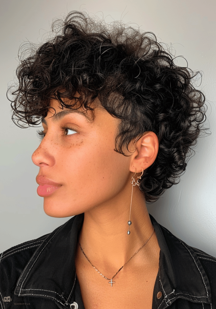 Curly Short Fringe Mullet