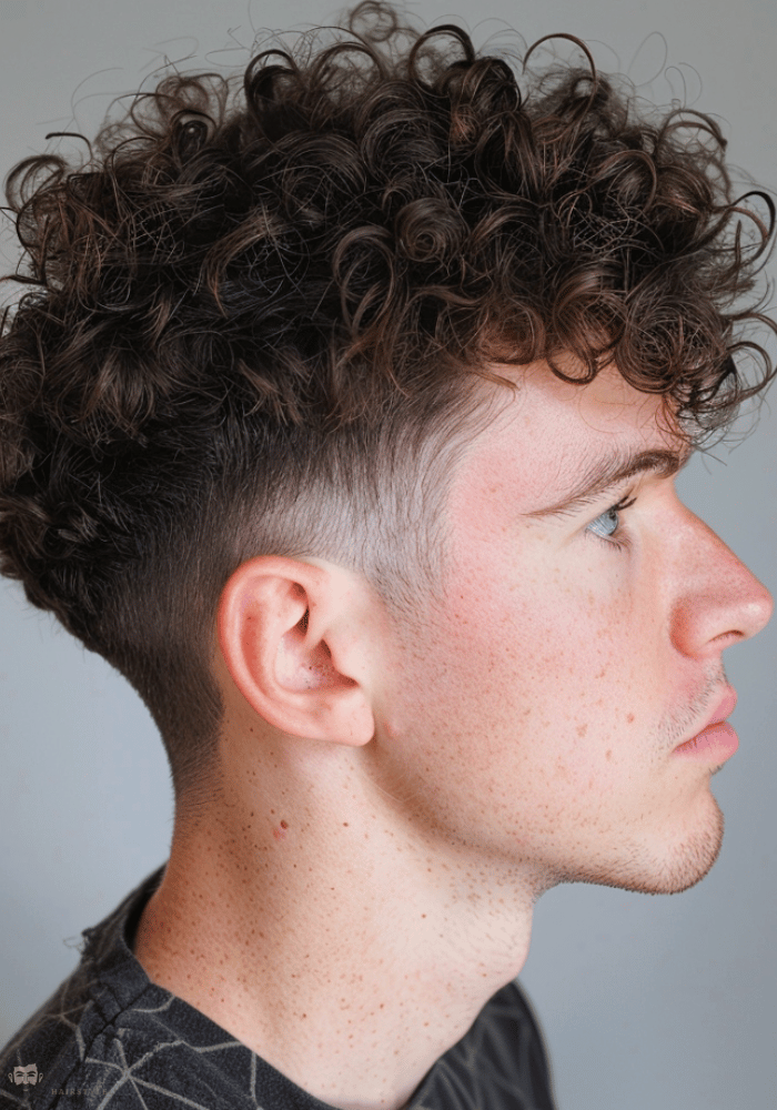 Short Curly Mullet with Taper