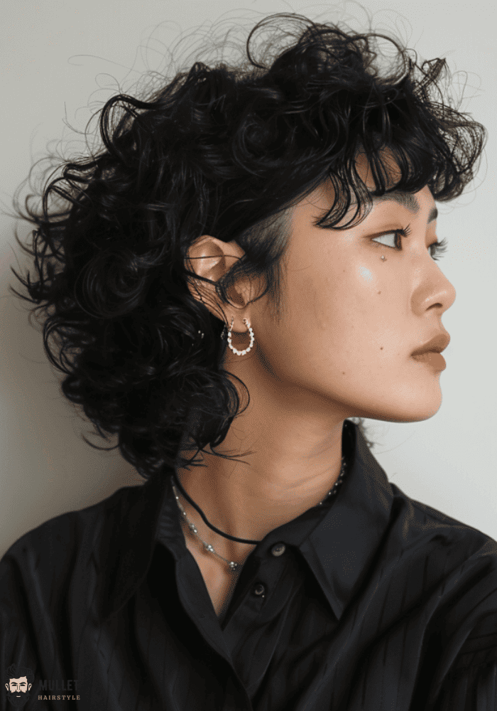 curly Korean mullet girl