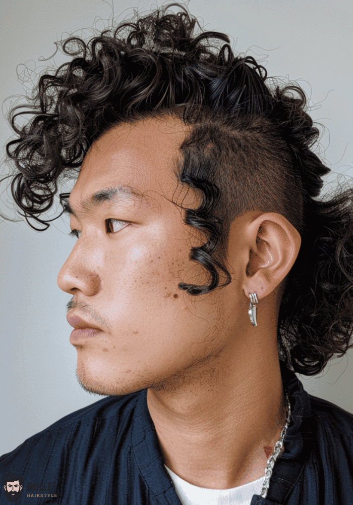 curly Korean mullet haircut man