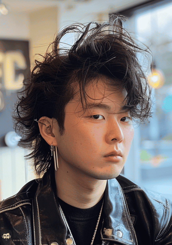 messy Korean mullet haircut