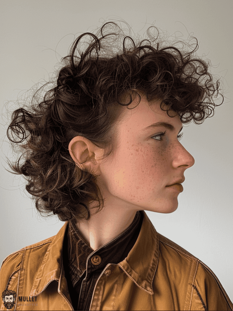 Curly modern mullet haircut